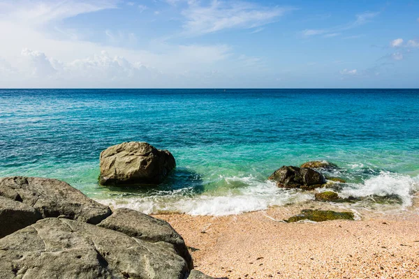 Vacker Bild Sanden Och Klarblått Vatten Barths Island Karibiska Havet — Stockfoto