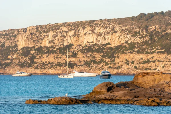 Una Puesta Sol Muelle Calo Sant Aug Las Islas Baleares —  Fotos de Stock