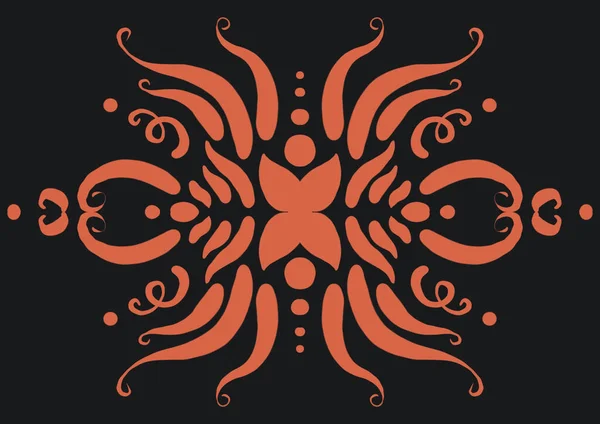 Ilustrace Ornamentu Oranžovém Černém Vzoru — Stock fotografie