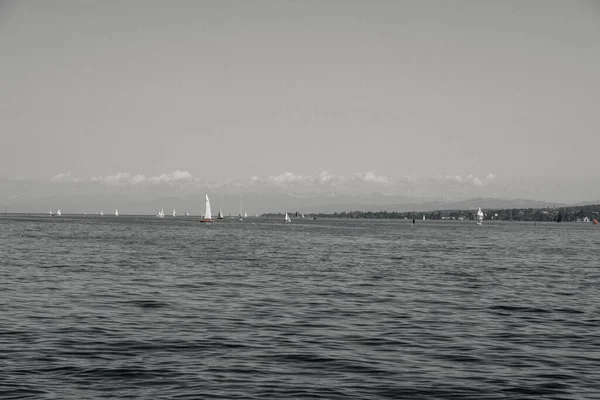 Ein Malerischer Blick Auf Segelboote Auf Dem Bodensee Konstanz Unter — Stockfoto