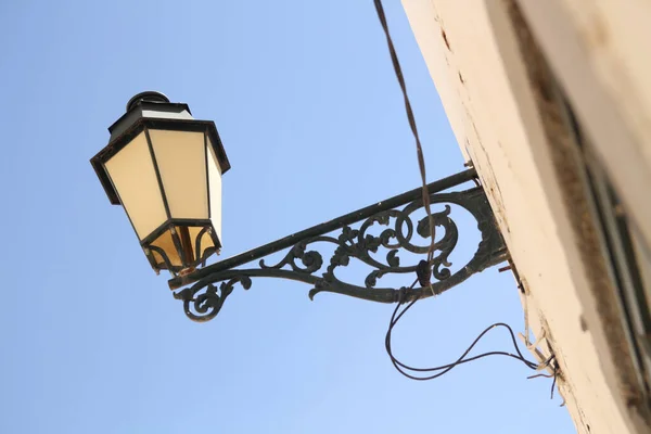 Eine Flache Aufnahme Einer Laterne Alten Stils Die Gegen Den — Stockfoto