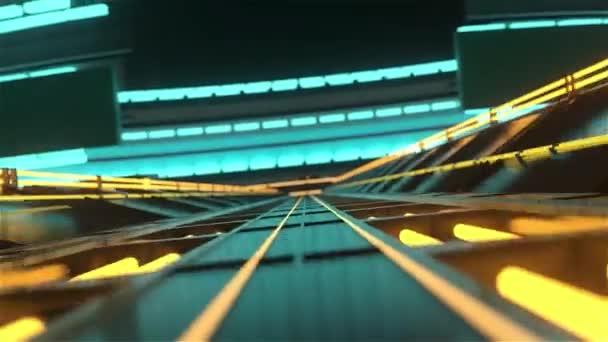 Tunnel Futuriste Science Fiction Avec Lignes Néons Pour Fond Écran — Video