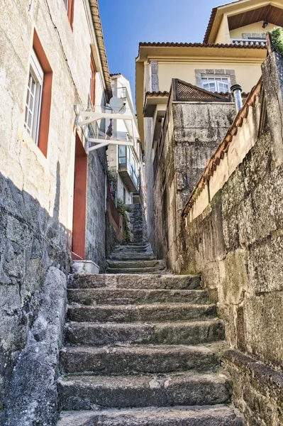 Tiro Uma Rua Pedonal Estreita Cidade Ponte Sampaio Província Pontevedra — Fotografia de Stock