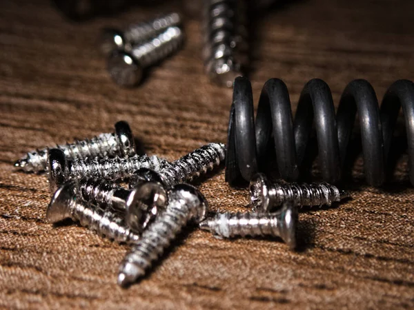 Soft Focus Silverscrews Black Spring — Stock Photo, Image