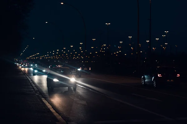 Hamburg Alemanha Fevereiro 2019 Uma Auto Estrada Hamburgo Noite — Fotografia de Stock