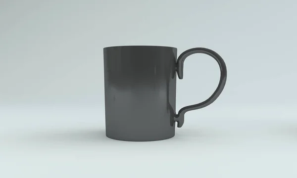 Rendering Black Realistic Mug Isolated Gray Background — Stock Photo, Image