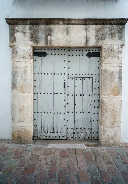 Uma Velha Porta Madeira Cinza — Fotografia de Stock