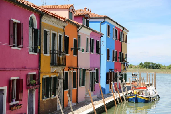 Färgglada Hus Burano Venedig — Stockfoto