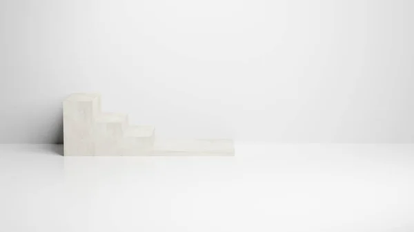 Візуалізація Мінімалістичних Білих Бетонних Сходів Білому Тлі — стокове фото