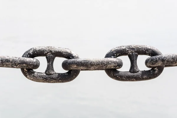 Close Rusty Connected Chain Isolated White Background — Stock Photo, Image