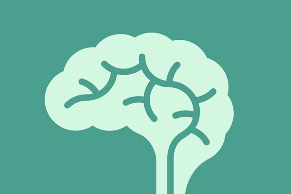 Yeşil Arka Planda Bir Beyin Siluetinin Çizimi — Stok fotoğraf