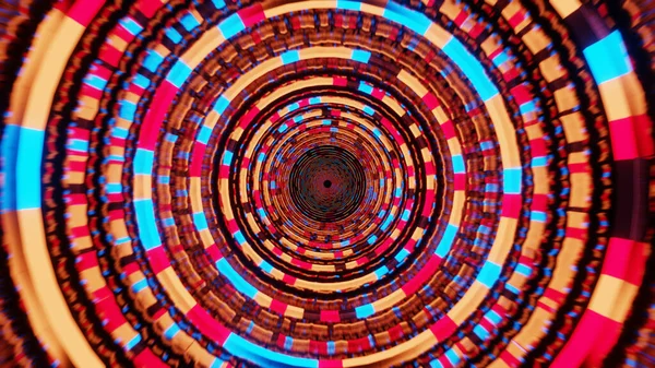 Ilustracja Graficzna Wielokolorowe Neony Okrągłe Światła Tunelu Ruchu Pętli — Zdjęcie stockowe