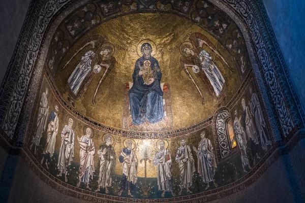 Închidere Sfintei Maria Unghiuri Picturi Tavanul Catedralei — Fotografie, imagine de stoc
