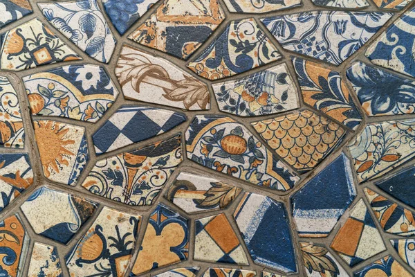 Resumen Textura Pared Mosaico Azul Blanco Marrón —  Fotos de Stock