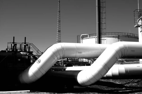 Primer Plano Grandes Oleoductos Fábrica Petróleo — Foto de Stock