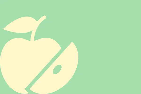 Çeriğiniz Için Yeşil Arkaplanda Sarı Bir Elma Siluetinin Çizimi — Stok fotoğraf