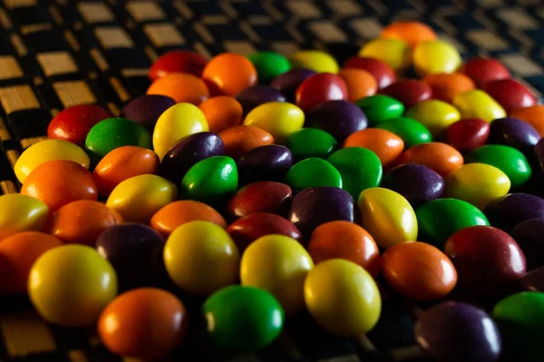 Zbliżenie Strzał Pyszne Kolorowe Cukierki Czekoladowe — Zdjęcie stockowe