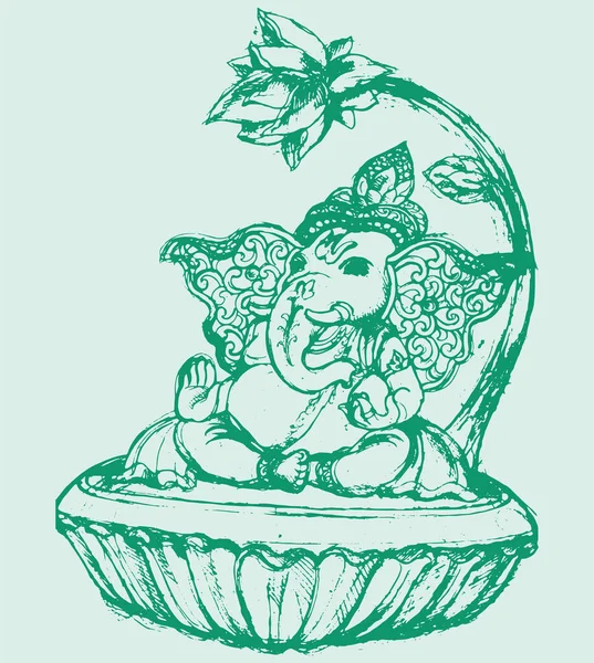 Egy Fantomkép Shiva Fiáról Ganesha Úrról Zöld Háttérrel Szabad Szöveggel — Stock Fotó