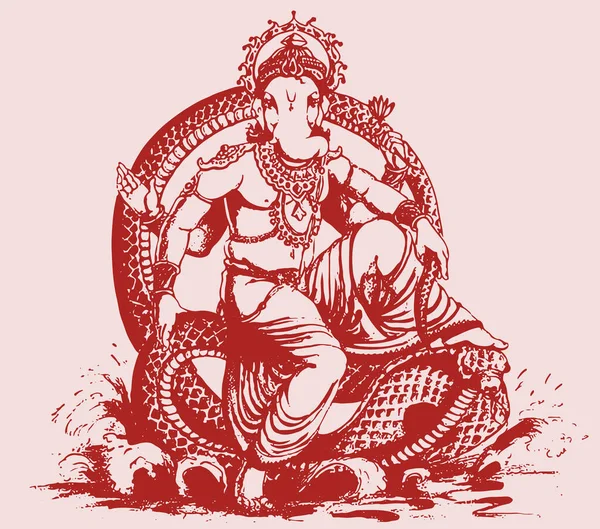 シヴァ神の息子ガネシャ神のスケッチは テキストのための無料のスペースとピンクの背景に — ストック写真