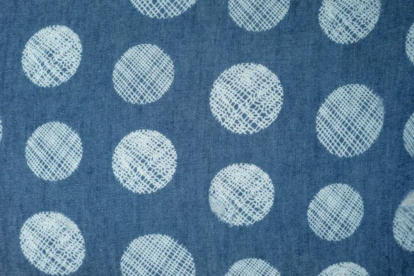 Closeup Shot Blue White Spots Textile Perfect Cool Background Wallpaper — Stock Photo, Image