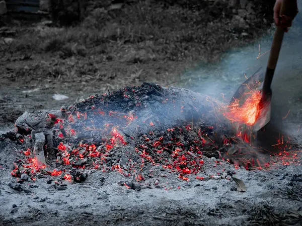 Cinzas Queimadas Com Fumaça Natureza — Fotografia de Stock
