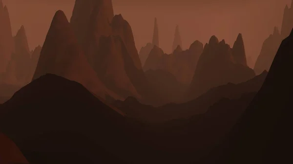 Een Weergave Van Berglandschap Met Martiaanse Omgeving Vroeg Ochtend Heuvellandschap — Stockfoto