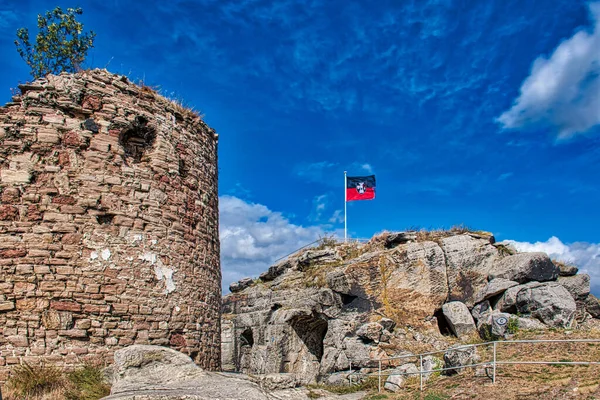 Een Prachtig Uitzicht Kasteel Regenstein Blankenburg Stad Duitsland Met Blauwe — Stockfoto