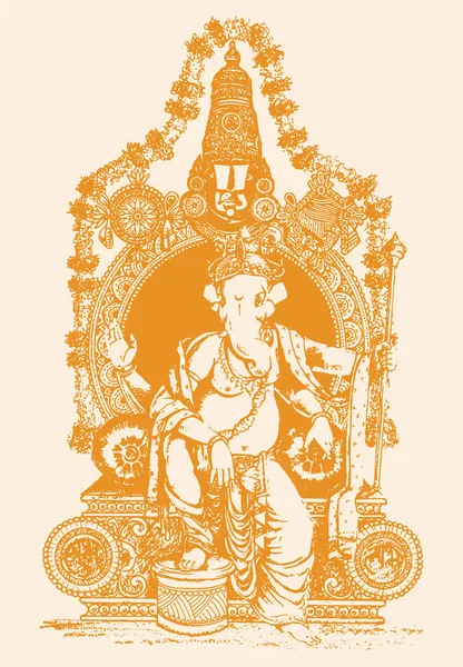 Szkic Syna Lorda Shivy Lorda Ganeshy Jasnym Tle Wolnym Miejscem — Zdjęcie stockowe