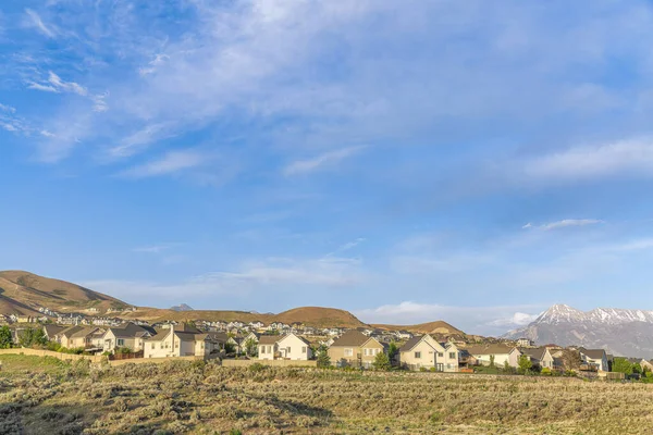 Tiro Aéreo Casas Traverse Mountain Utah — Fotografia de Stock