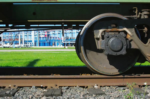 Frammento Delle Componenti Del Vagone Merci Sulla Ferrovia — Foto Stock