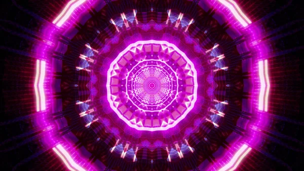 Vykreslení Abstraktního Sci Pozadí Geometrickými Tvary Neonovými Světly — Stock fotografie