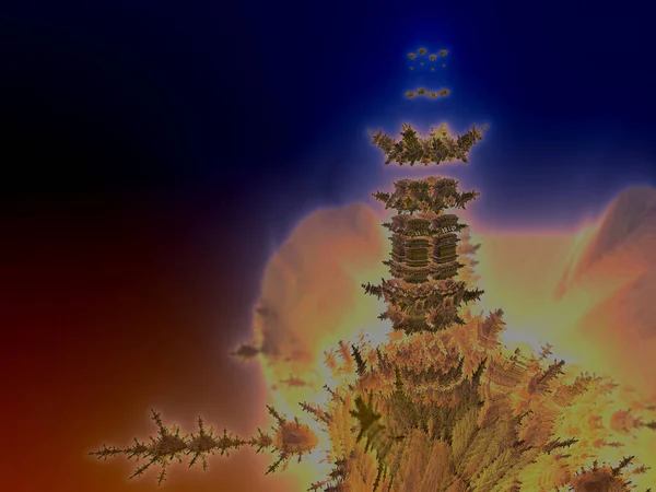 Rendering Fantasia Astratta Mandelbulb Particelle Frattali Colorate Sfondo Scuro — Foto Stock