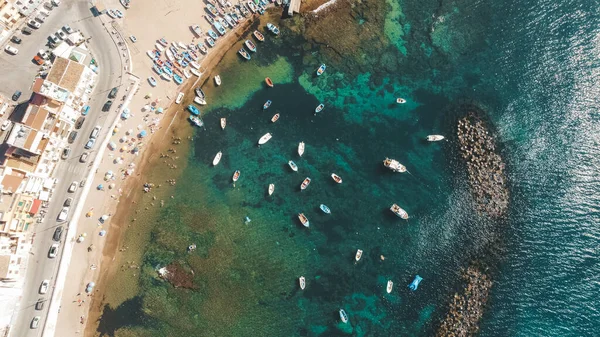 Een Panoramische Opname Vanuit Lucht Van Boten Tyrreense Zee Bij — Stockfoto