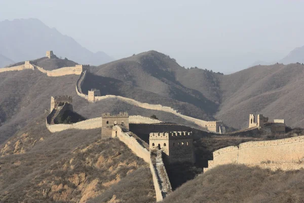 Een Luchtfoto Van Grote Muur China — Stockfoto