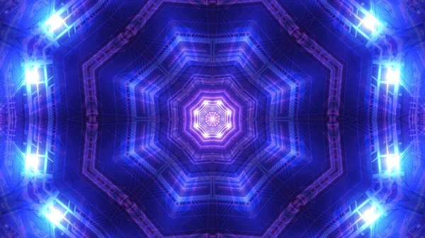Тривимірне Відображення Абстрактного Наукового Фону Геометричними Формами Неоновими Вогнями — стокове фото