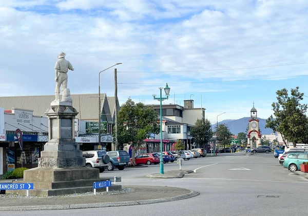 Hokitika New Zealand Липня 2021 Головна Вулиця Хокітіка Зимового Пополудня — стокове фото