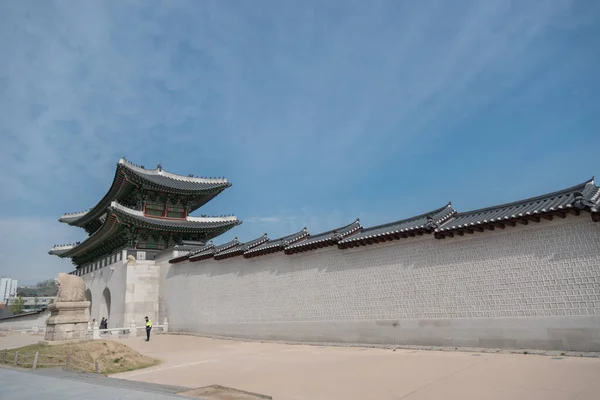 Ένα Κοντινό Πλάνο Της Πύλης Gwanghwamun Μιας Μεγαλύτερης Πύλης Του — Φωτογραφία Αρχείου
