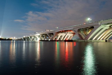 The beautiful lights of the Woodrow Wilson Bridge at Night. clipart