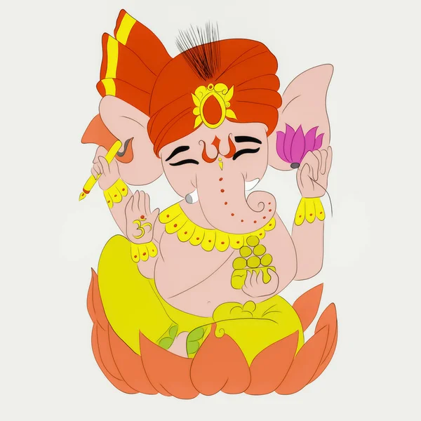 Vertikální Ilustrace Ganeshy Bílém Pozadí — Stock fotografie