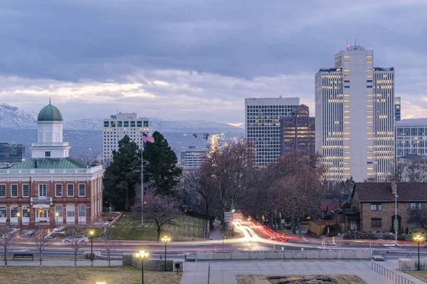 Piękne Ujęcie Salt Lake City Utah Wieczorem — Zdjęcie stockowe