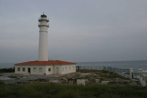 Torrox Del Mar Világítótornya Spanyolországban Tengerparton — Stock Fotó