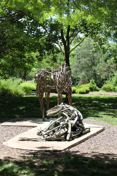 Statua Animale Metallo Uno Zoo Swope Park Kansas City — Foto Stock