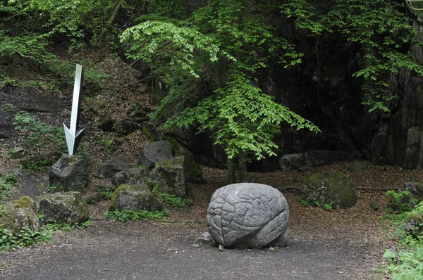 Memoriale Pietra Che Sembra Cervello Umano Nella Foresta — Foto Stock
