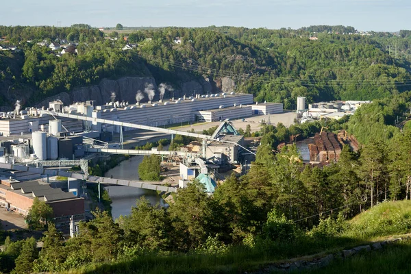 Sarpsborg Noruega Junio 2021 Una Toma Aérea Edificios Industria Química — Foto de Stock