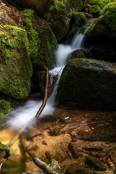 Svislý Záběr Krásné Gertelbach Malé Kaskády Vodopádu Údolí Buhlertal Německo — Stock fotografie