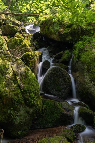 Svislý Záběr Krásné Gertelbach Malé Kaskády Vodopádu Údolí Buhlertal Německo — Stock fotografie