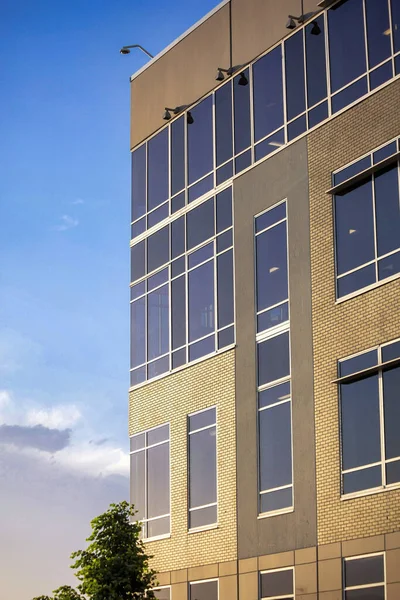 Plano Vertical Edificio Oficinas Día Nublado — Foto de Stock