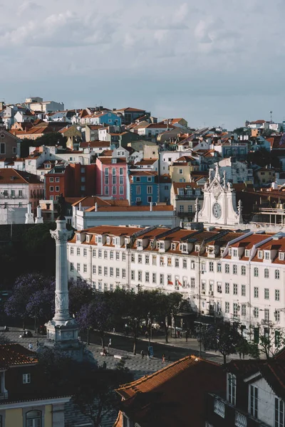 Una Vista Panorámica Plaza Rossio Casco Antiguo Lisboa Portugal —  Fotos de Stock