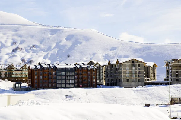 Beautiful View Snowy Mountain Landscapes Hostels Gudauri Georgia Royalty Free Stock Photos