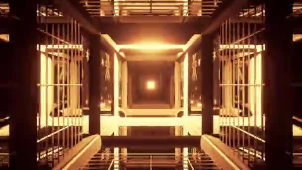 Túnel Futurista Ciencia Ficción Con Líneas Luces Neón Para Fondo — Vídeo de stock